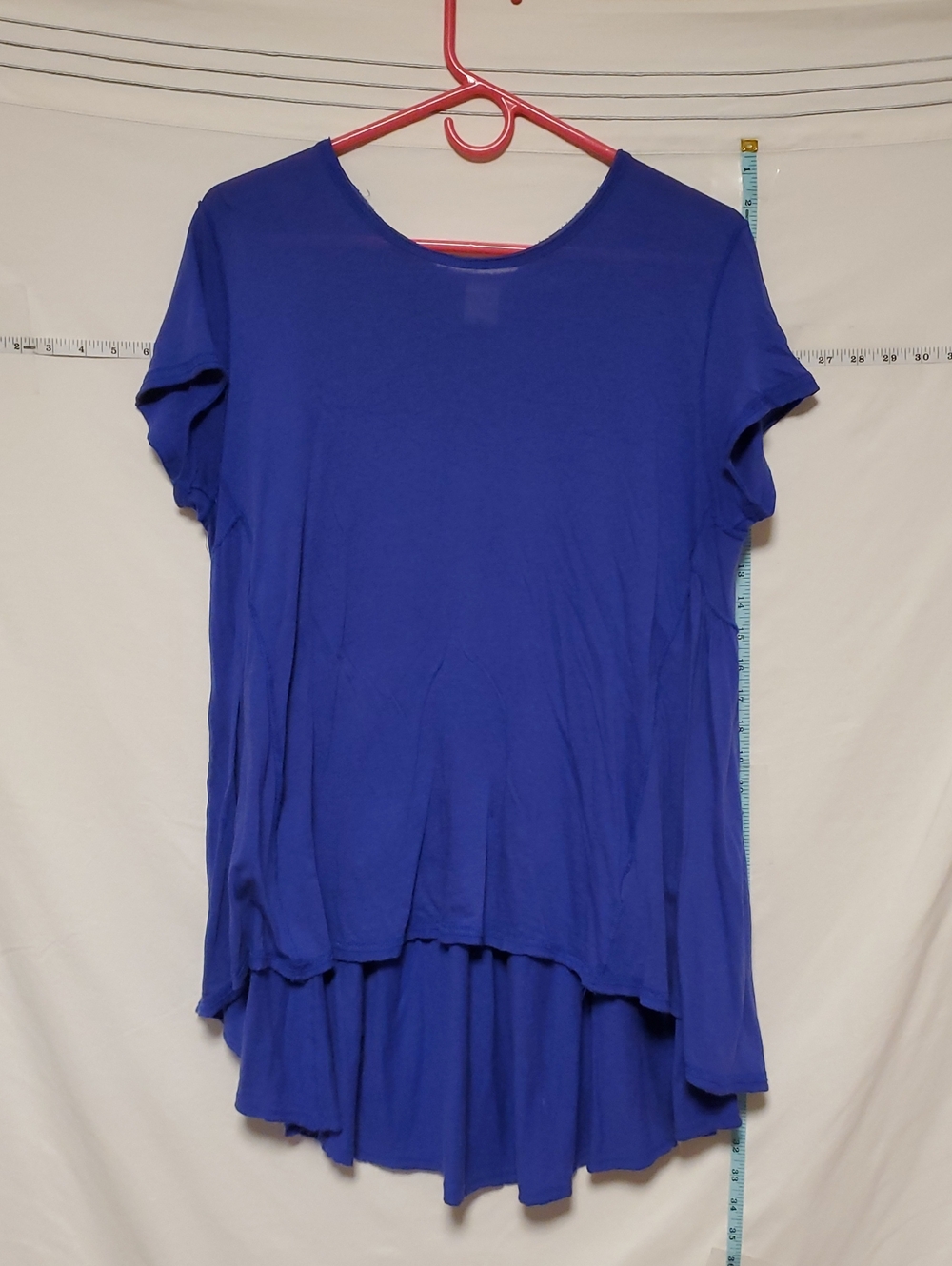 We The Free Royal Blue Women's Short Sleeve Shirt High Low Peplum Back Med
